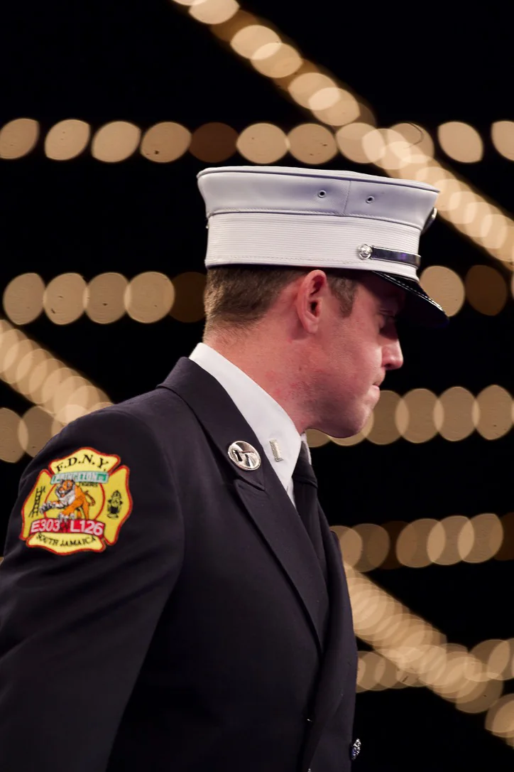 An FDNY officer in dress uniform at Battle of the Badges, Madison Square Garden